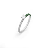 Tiny Silver Joy Oval Ring, White Rhodium, Natural White Topaz +  Give Hope Gift